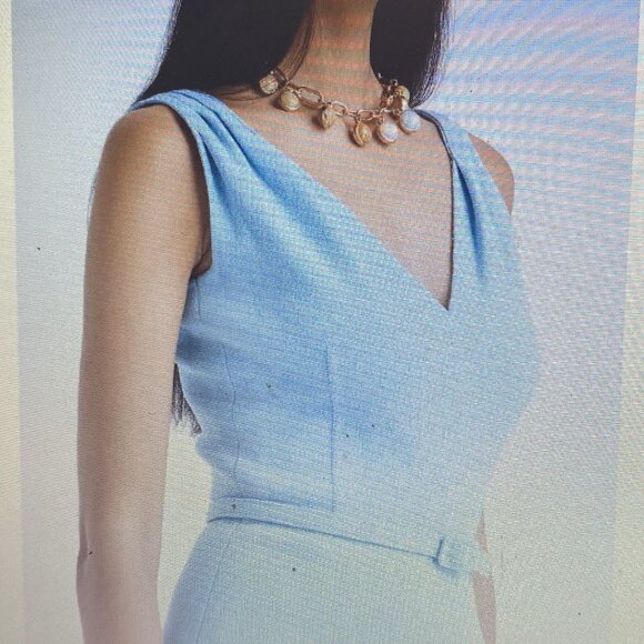 OSCAR De La RENTA Wool Pencil Sleeveless Dress in Pacific Blue $700!!!! - Picture 3 of 9